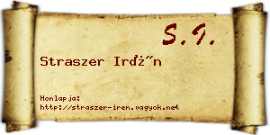 Straszer Irén névjegykártya